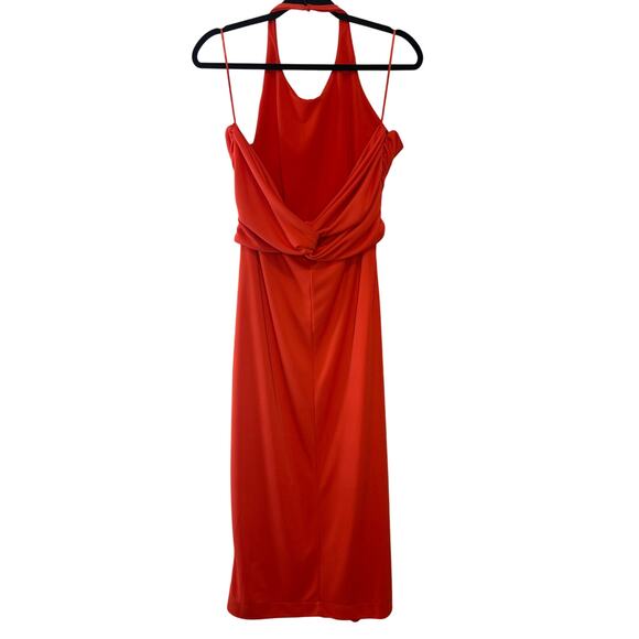 Anthropologie NWT Cherry Tomato Orange-Red Slinky Halter Midi Dress Size XL - Picture 4 of 11